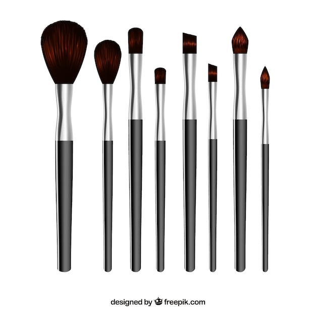 Gratis vector realistische make-up borstelcollectie