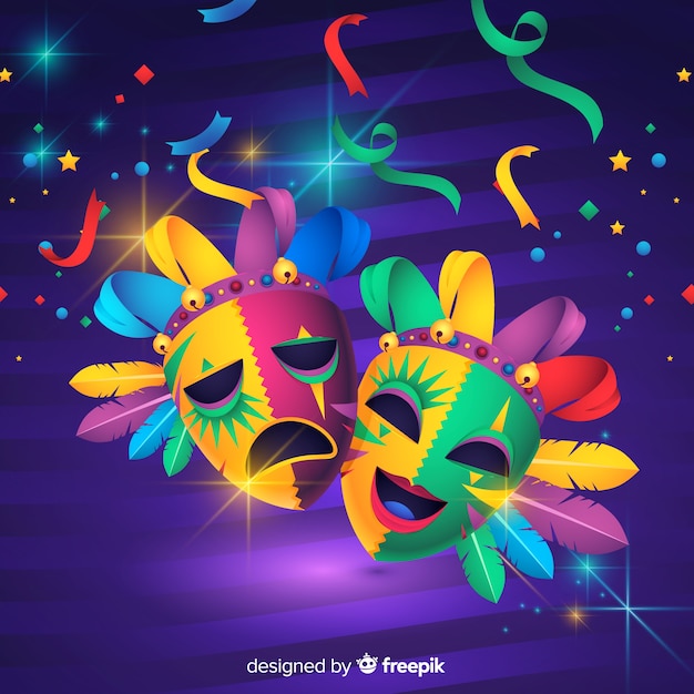 Gratis vector realistische mardi gras carnaval achtergrond