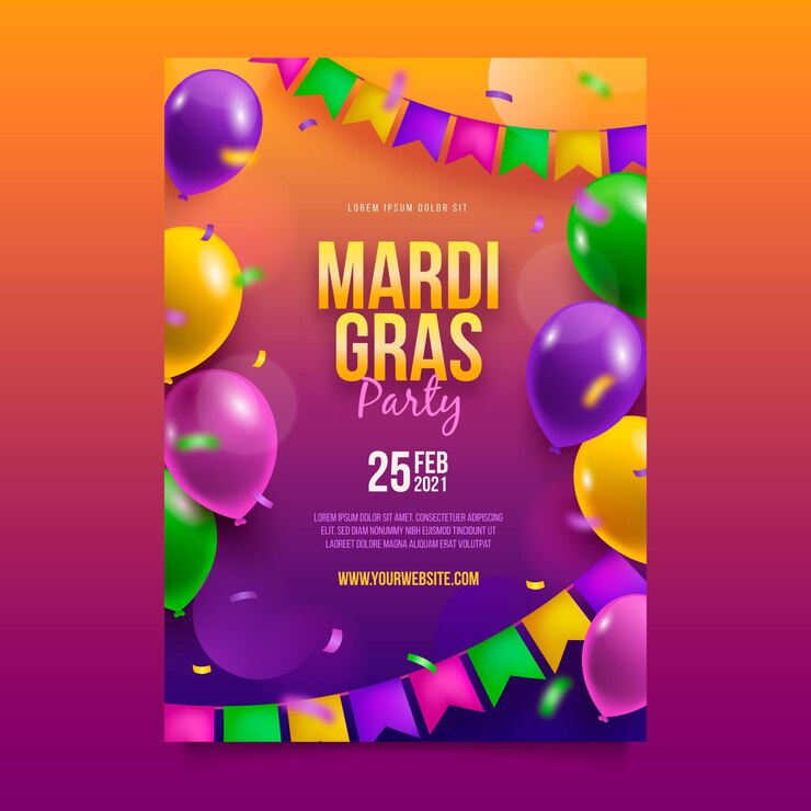 Gratis Vector realistische mardi gras poster sjabloon