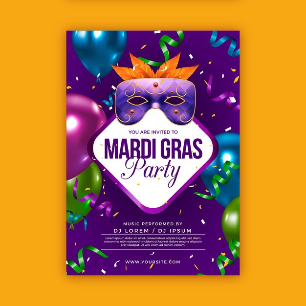 Realistische mardi gras poster sjabloon