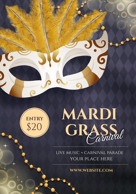 Realistische mardi gras poster sjabloon