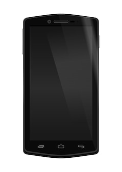 Realistische mobiele telefoon met leeg scherm geïsoleerd op een witte achtergrond. zwarte smartphone met het scherm uit. vector illustratie.
