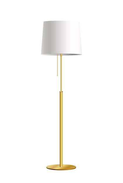 Realistische moderne stijlvolle gouden en witte standaardlamp vectorillustratie