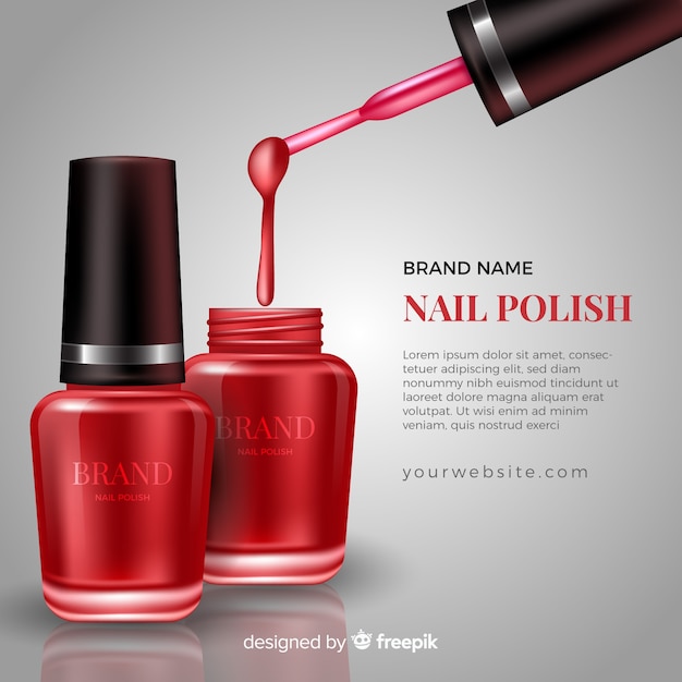 Gratis vector realistische nagellak advertentie sjabloon