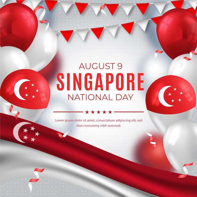 Realistische nationale feestdagillustratie van singapore