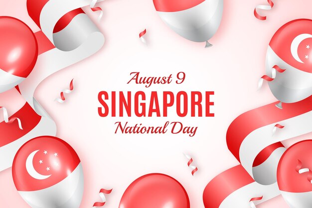 Realistische nationale feestdagillustratie van singapore