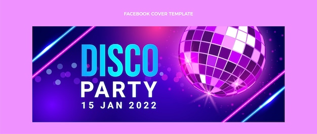 Gratis vector realistische neon disco party social media voorbladsjabloon