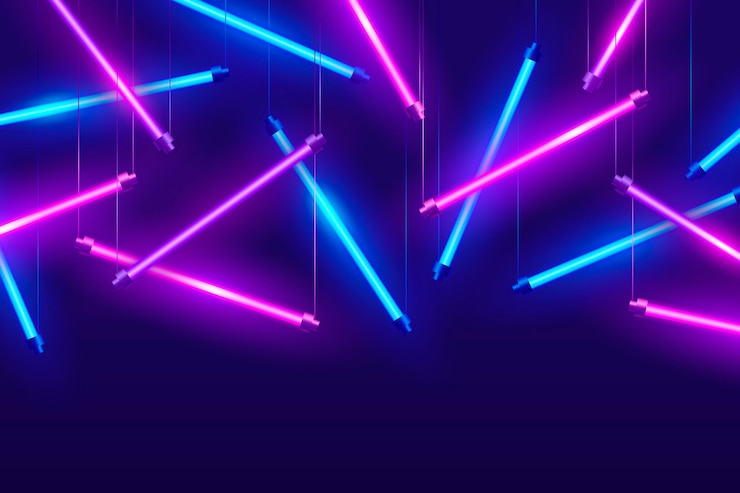 Gratis Vector realistische neonlichtenachtergrond