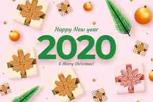 Gratis vector realistische nieuwe jaar 2020-achtergrond
