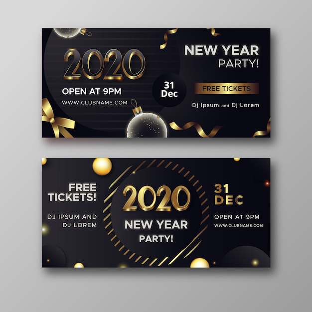 Gratis vector realistische nieuwjaar 2020 feestbanners