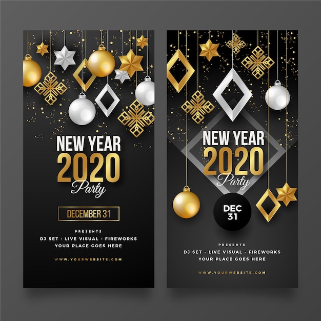 Realistische nieuwjaar 2020 feestbanners