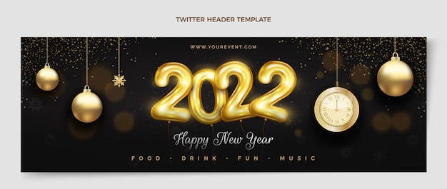 Gratis vector realistische nieuwjaar twitter header