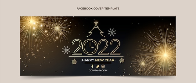 Realistische nieuwjaarssjabloon voor sociale media Gratis Vector