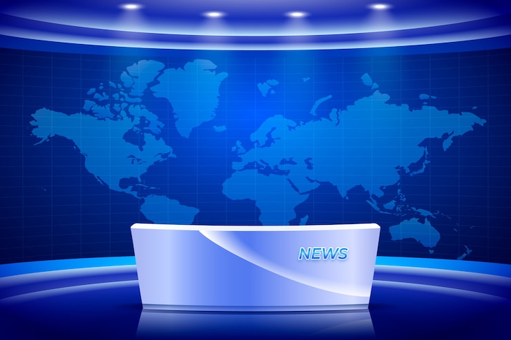 Gratis Vector realistische nieuwsstudio-achtergrond