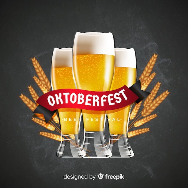 Realistische oktoberfest achtergrond met een pul bier