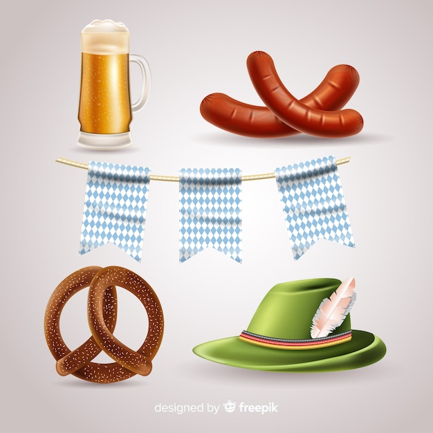 Gratis vector realistische oktoberfest-elementenverzameling