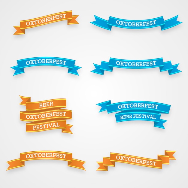 Gratis vector realistische oktoberfest linten collectie