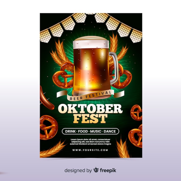 Realistische oktoberfest poster sjabloon