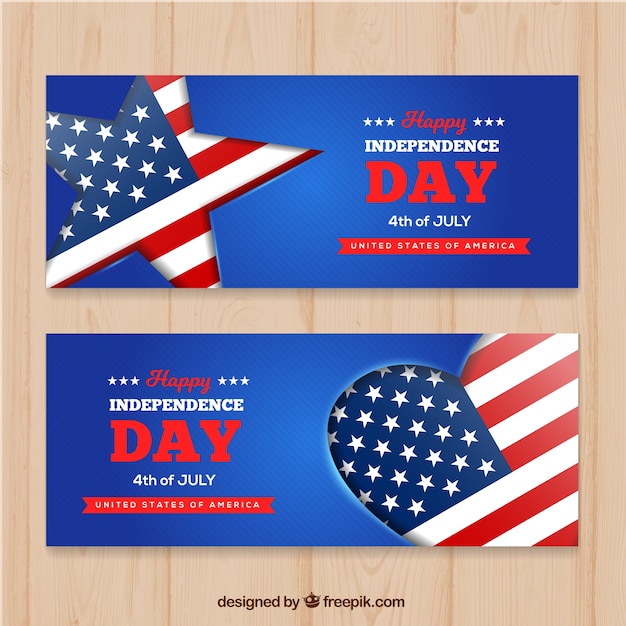 Gratis vector realistische onafhankelijkheidsdag banners