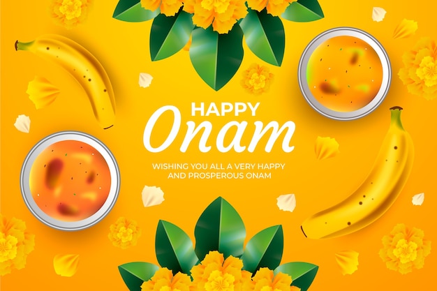 Gratis vector realistische onam-achtergrond