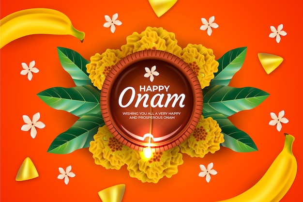 Gratis vector realistische onam-achtergrond