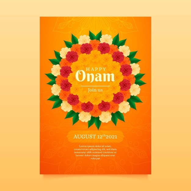 Realistische onam verticale postersjabloon