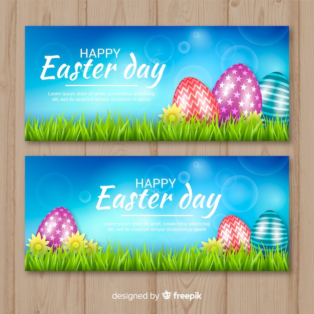 Gratis vector realistische paasdag banners