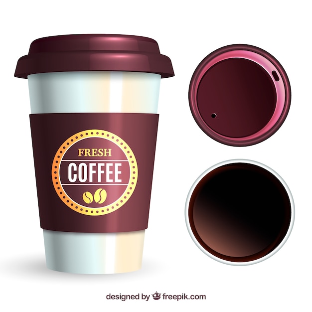 Gratis vector realistische papieren koffiekop