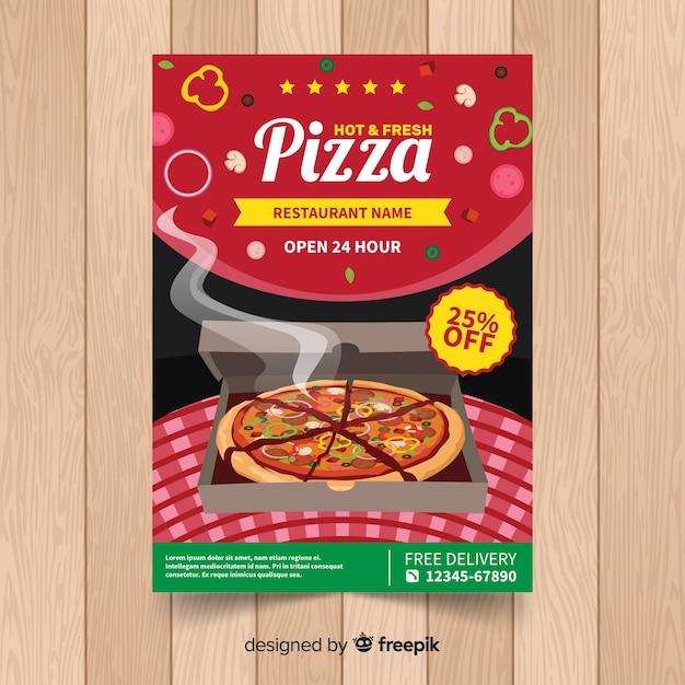 Gratis vector realistische pizza restaurant flyer