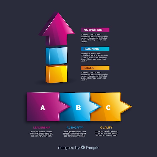 Realistische plastic infographic elementenverzameling