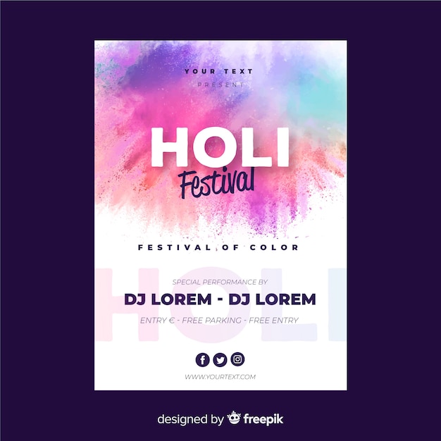 Realistische plekken holi festival partij poster