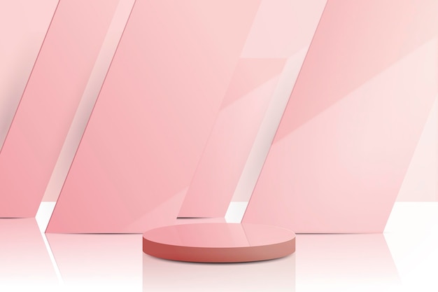 Realistische podium roze achtergrond