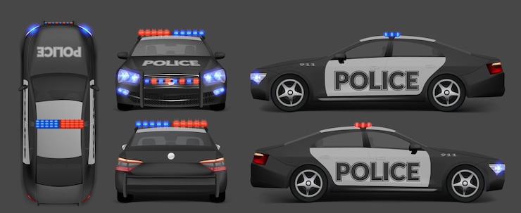 Gratis Vector realistische politiewagenverzameling