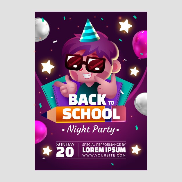 Realistische postersjabloon voor terug naar schoolfeest