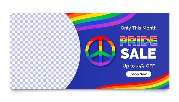 Gratis vector realistische pride month horizontaal verkoop banner sjabloon