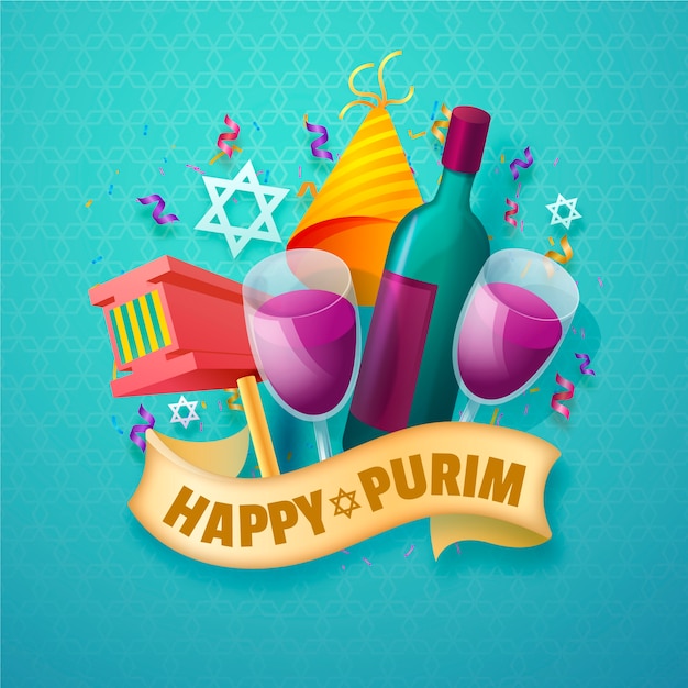 Gratis vector realistische purim-illustratie