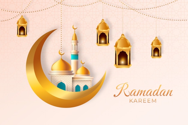 Gratis vector realistische ramadan achtergrond