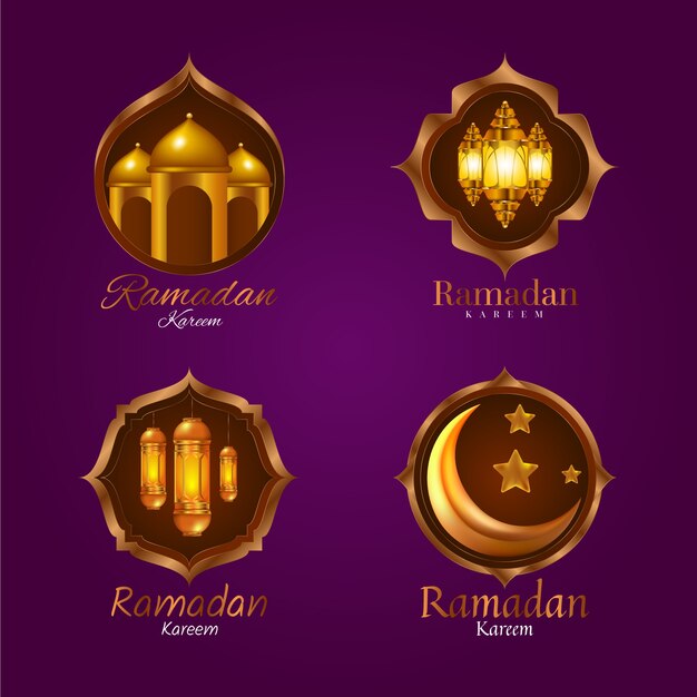 Realistische ramadan badge-collectie