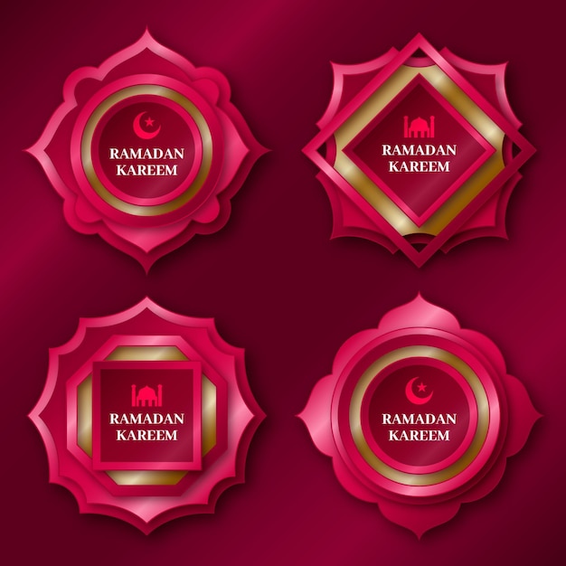 Realistische ramadan badge-collectie