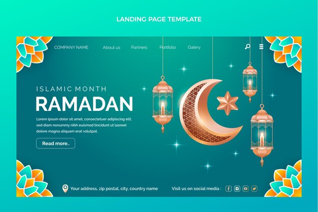 Realistische ramadan-bestemmingspagina-sjabloon