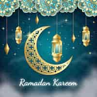 Gratis vector realistische ramadan kareem achtergrond