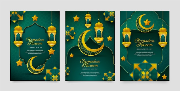 Realistische ramadan viering wenskaarten collectie
