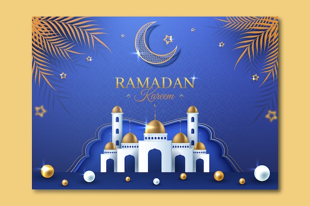 Gratis vector realistische ramadan-wenskaartsjabloon