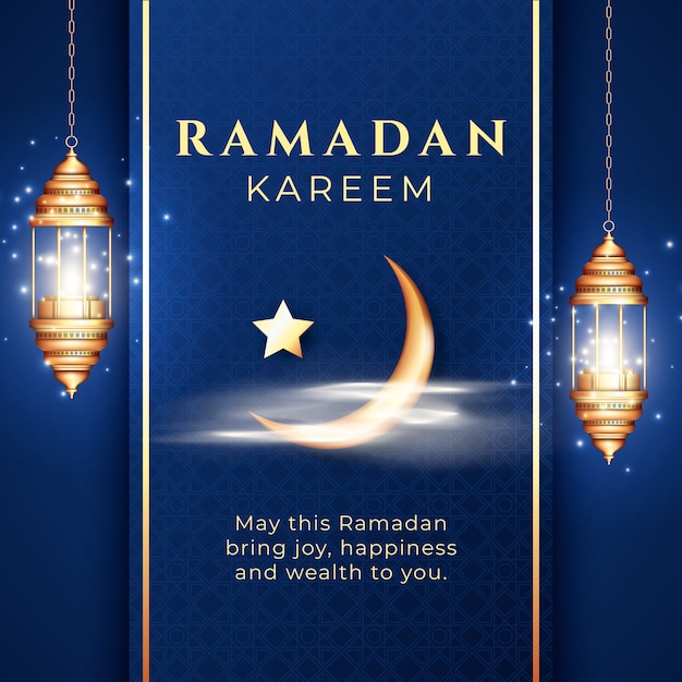 Realistische ramadan-wenskaartsjabloon
