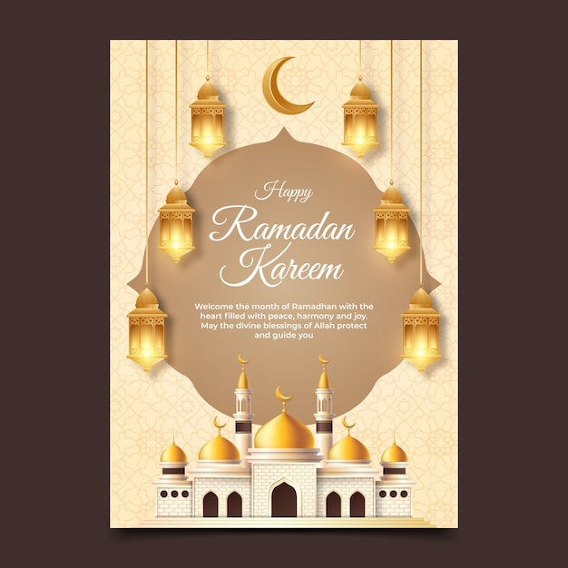 Gratis vector realistische ramadan-wenskaartsjabloon