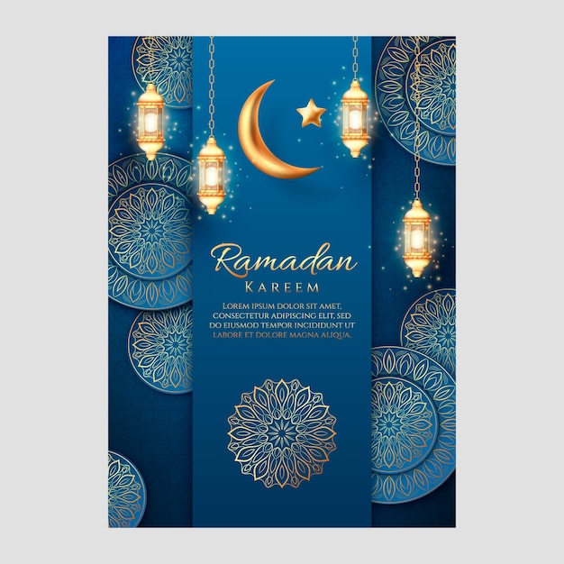 Gratis vector realistische ramadan-wenskaartsjabloon