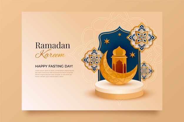 Gratis vector realistische ramadan-wenskaartsjabloon