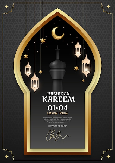 Gratis vector realistische ramadan-wenskaartsjabloon