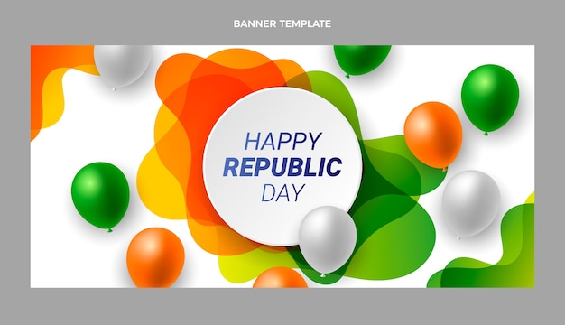 Gratis vector realistische republieksdag horizontale banner