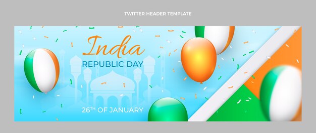 Gratis vector realistische republieksdag twitterkoptekst